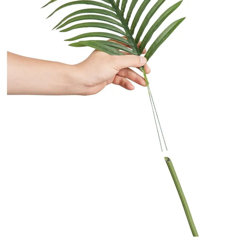 Artificial Gold Cane Palm Tree, 6.5 FT Tall Faux Plant, PE Material & Anti-Tip Tilt Protection Low-Maintenance Plant, Lifelike Green Fake Tree For Home Office Warehouse Decor Indoor Outdoor