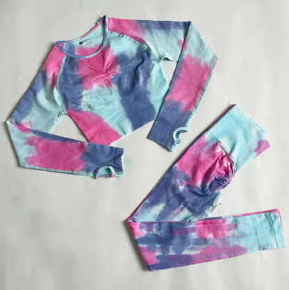 Seamless Knitted Tie-dye Gradient Quick-drying Sports Gym Suit
